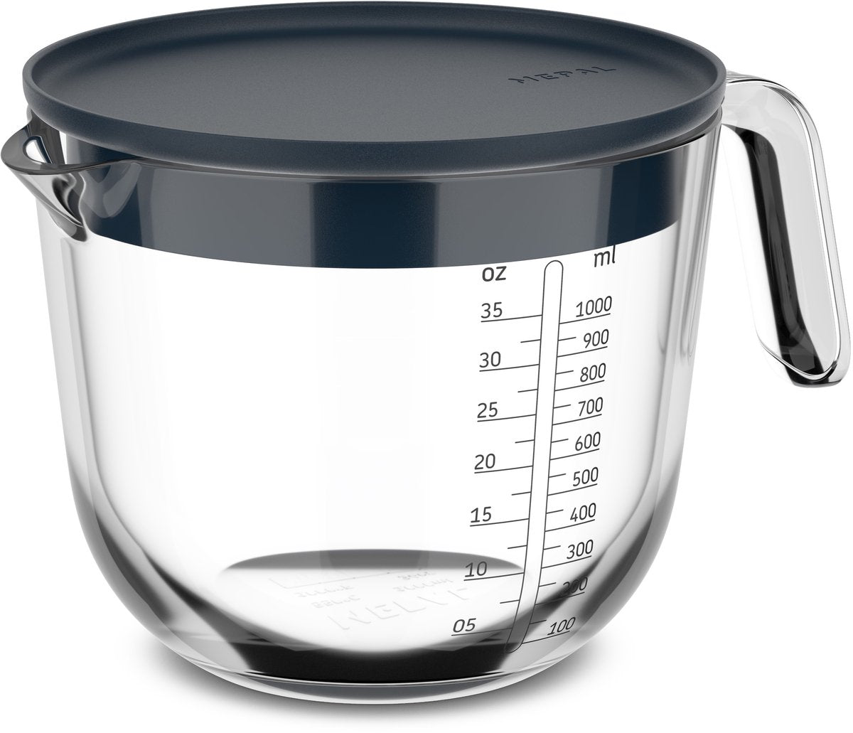 Glasmessbecher 1l mit Deckel marine | 4 Stück