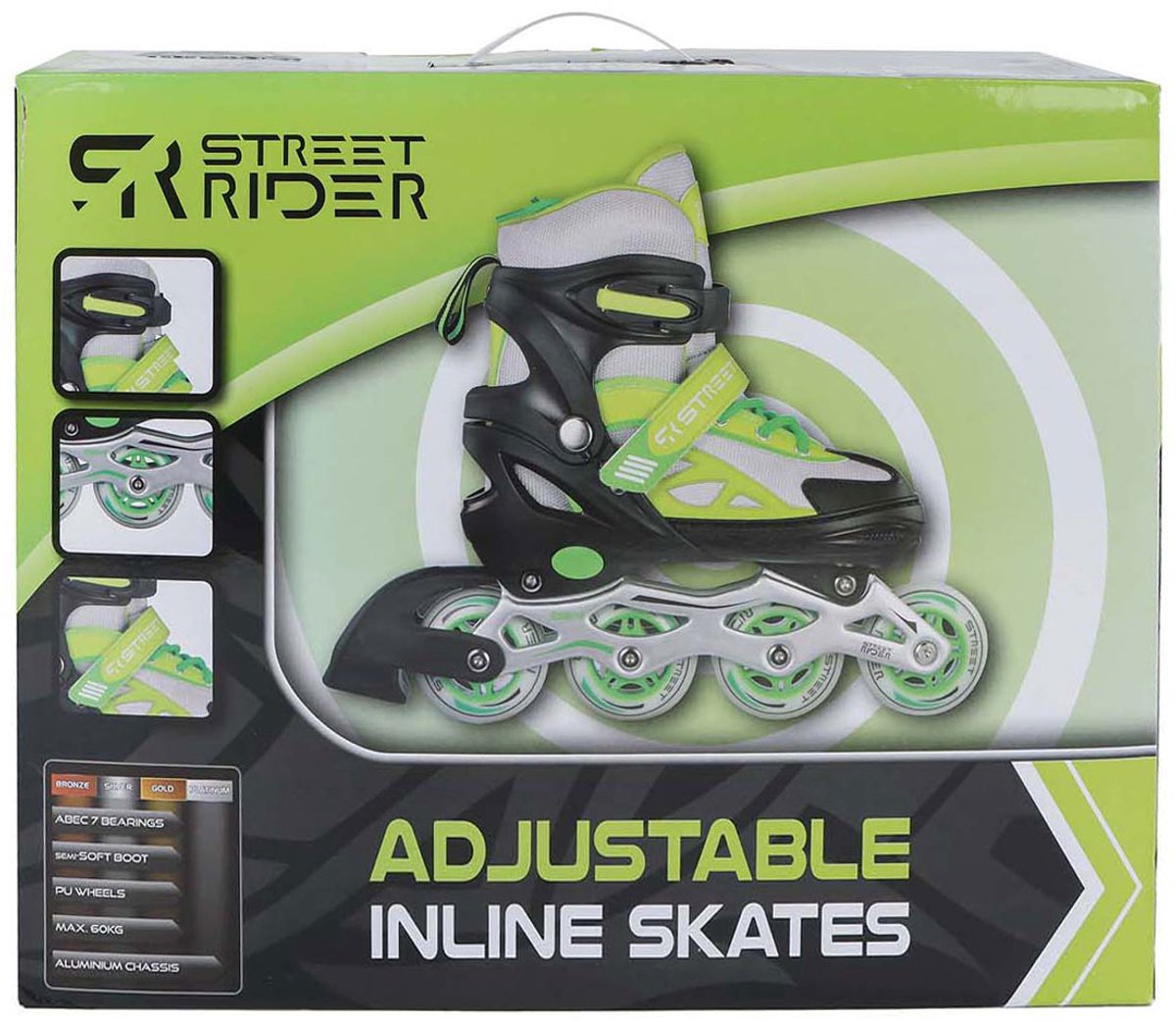 Street Rider Inlineskates grün schwarz verstellbar, Größe 29-32