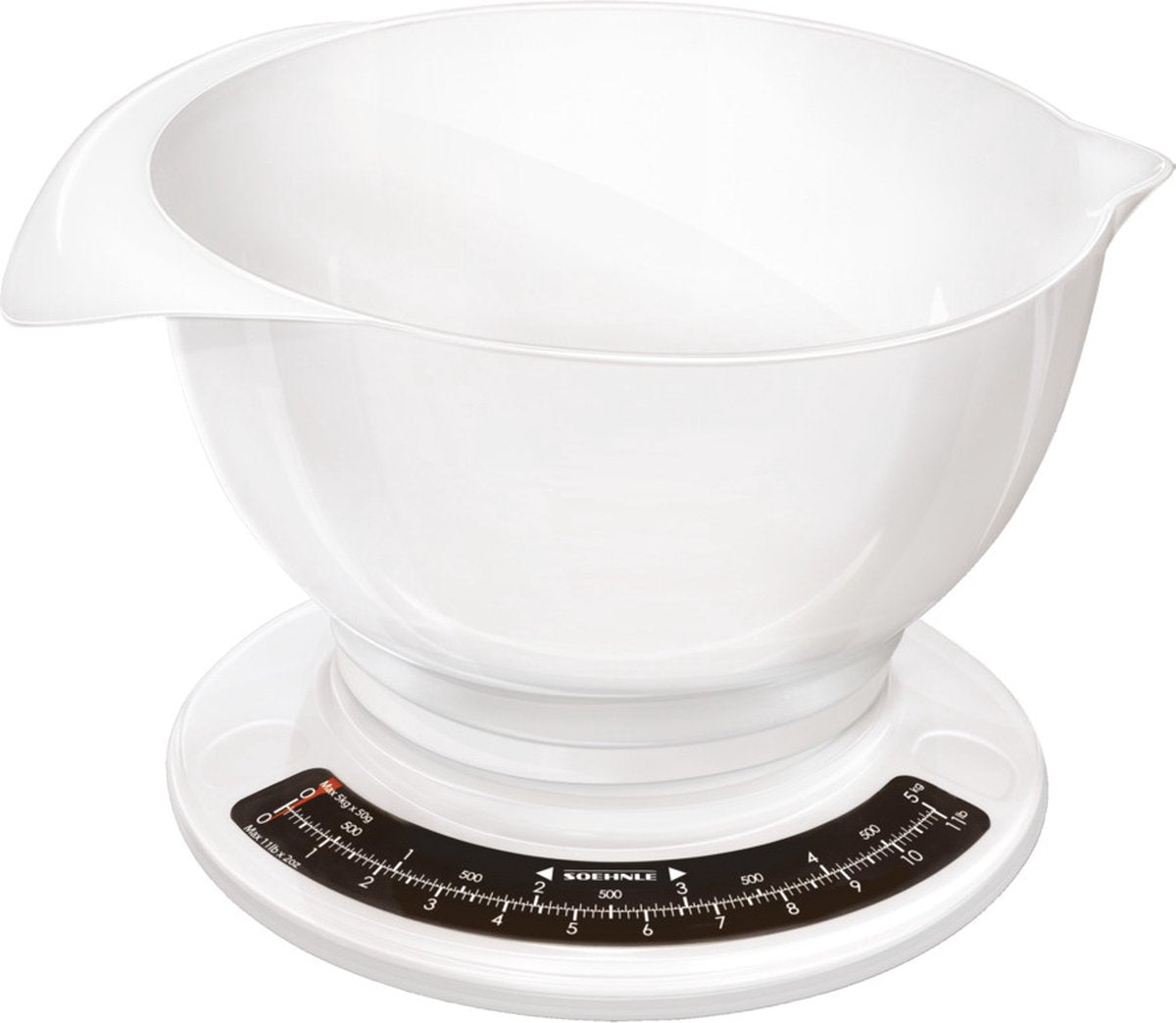 Soehnle 65054 culina pro analoge Küchenwaage mit Rührschüssel 2,5l weiß