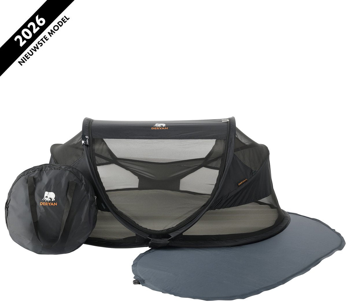 Deryan baby luxe campingbedje – inclusief zelfopblaasbare matras - zwart