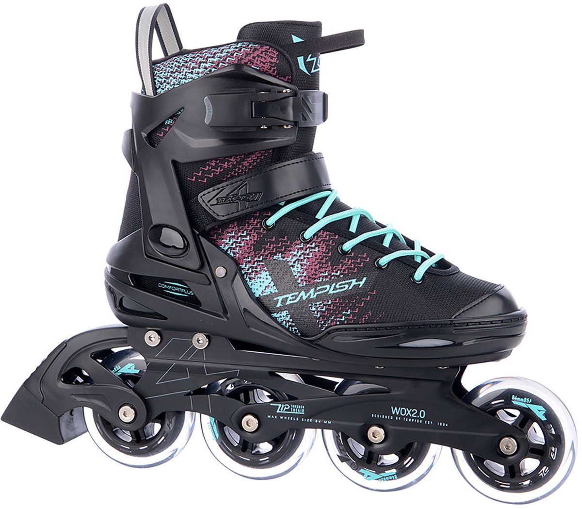 Tempish Wox 2.0 84 Inlineskates – Inline-Skates – Damen – Schwarz Türkis – Größe 39