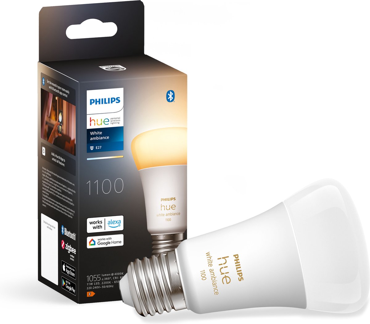 Philips hue standaardlamp e27 lichtbron - warm tot koelwitlicht - 1-pack - 1100lm - bluetooth
