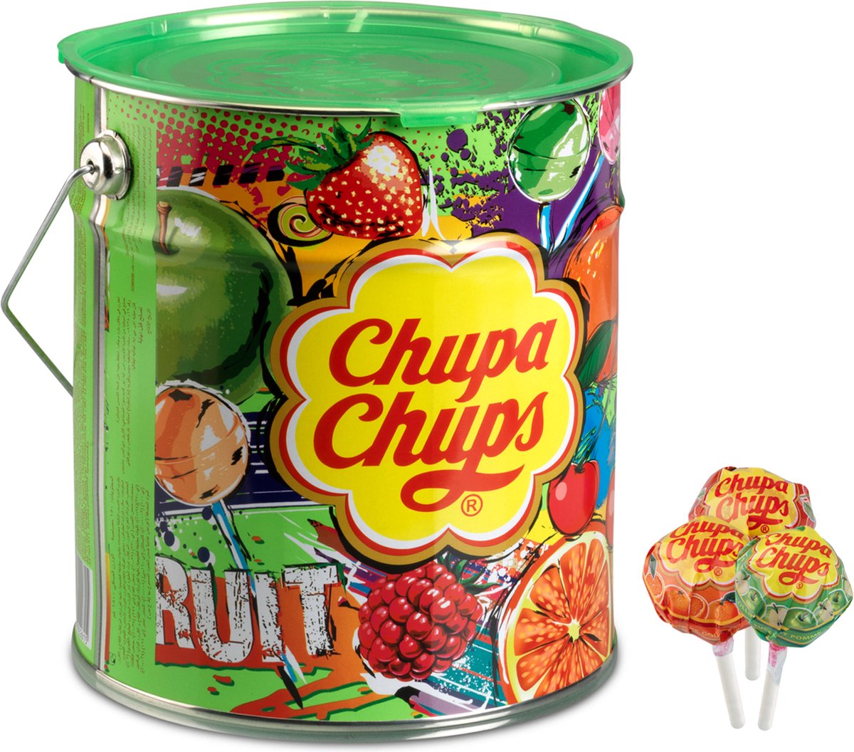 Chupa Chups Obstdose - Bonbons - inklusive Kirsch-, Erdbeer-, Apfel- und Orangengeschmack - 1x150 Stück
