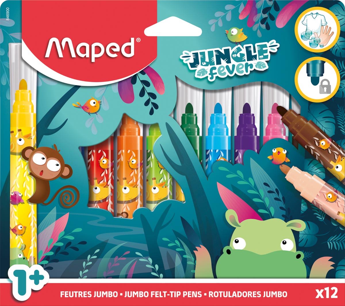 Maped Office Filzstift Maped Jungle Fever Jumbo-Set 12 Farben