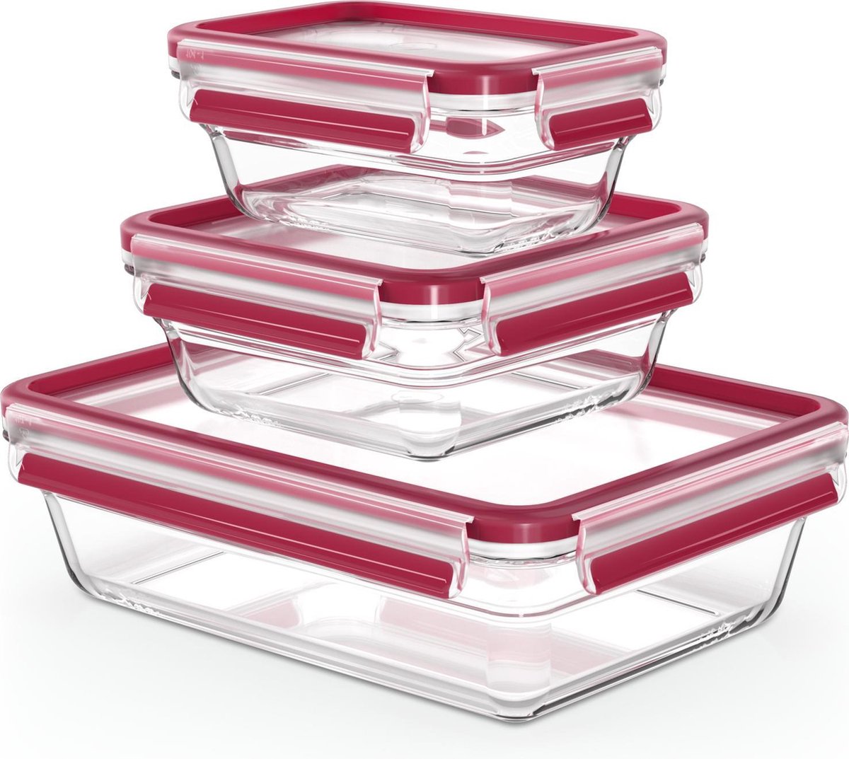 Tefal Masterseal Glas – Frischhaltedosen-Set – 3-teilig – Glas – geeignet für den Backofen