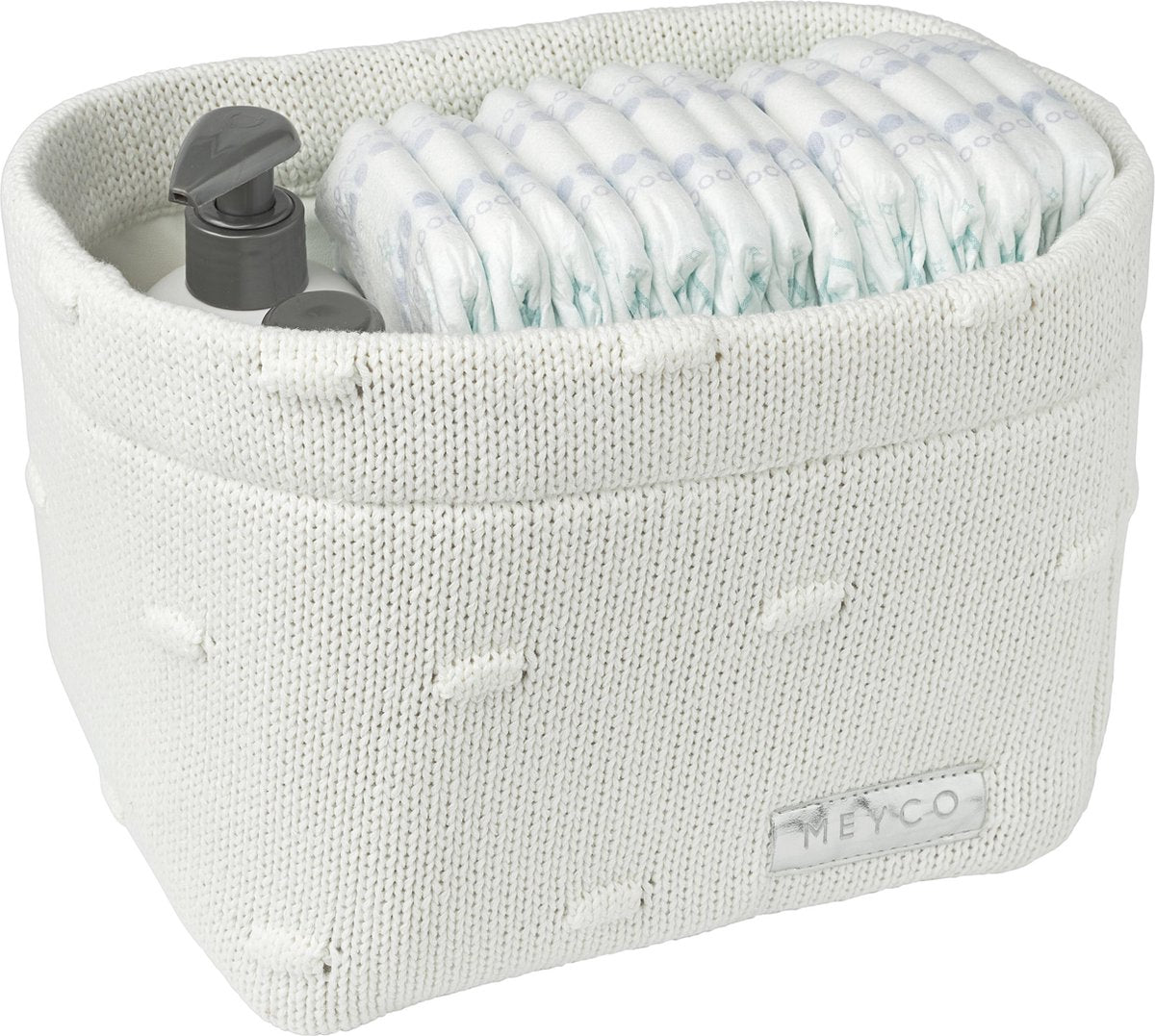 Meyco Baby Knots Wickelkorb – cremefarben – klein