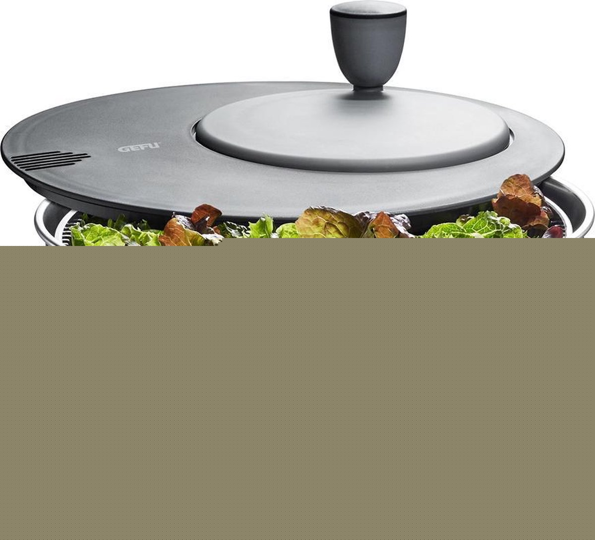 Gefu Rotare Salatschleuder – 4 Liter – Edelstahlschüssel – mit drehbarem Griff