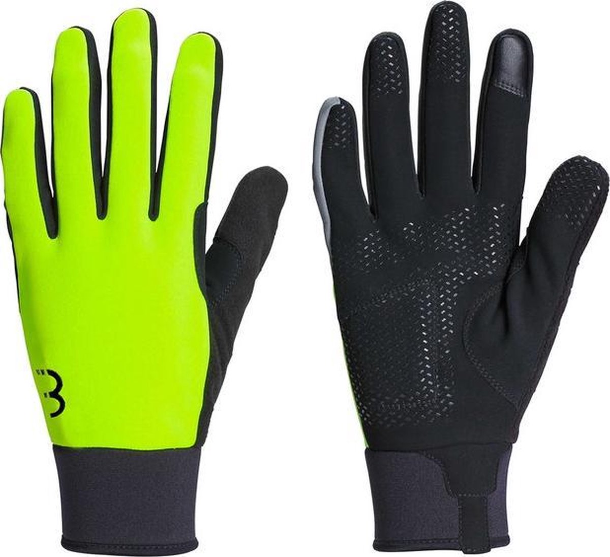 Bbb cycling controlzone fietshandschoenen winter - 5 - 10 ℃ - winddichte wielrenhandschoenen heren dames - sporthandschoenen - touchscreen compatibel - neon geel - maat xl - bwg-36
