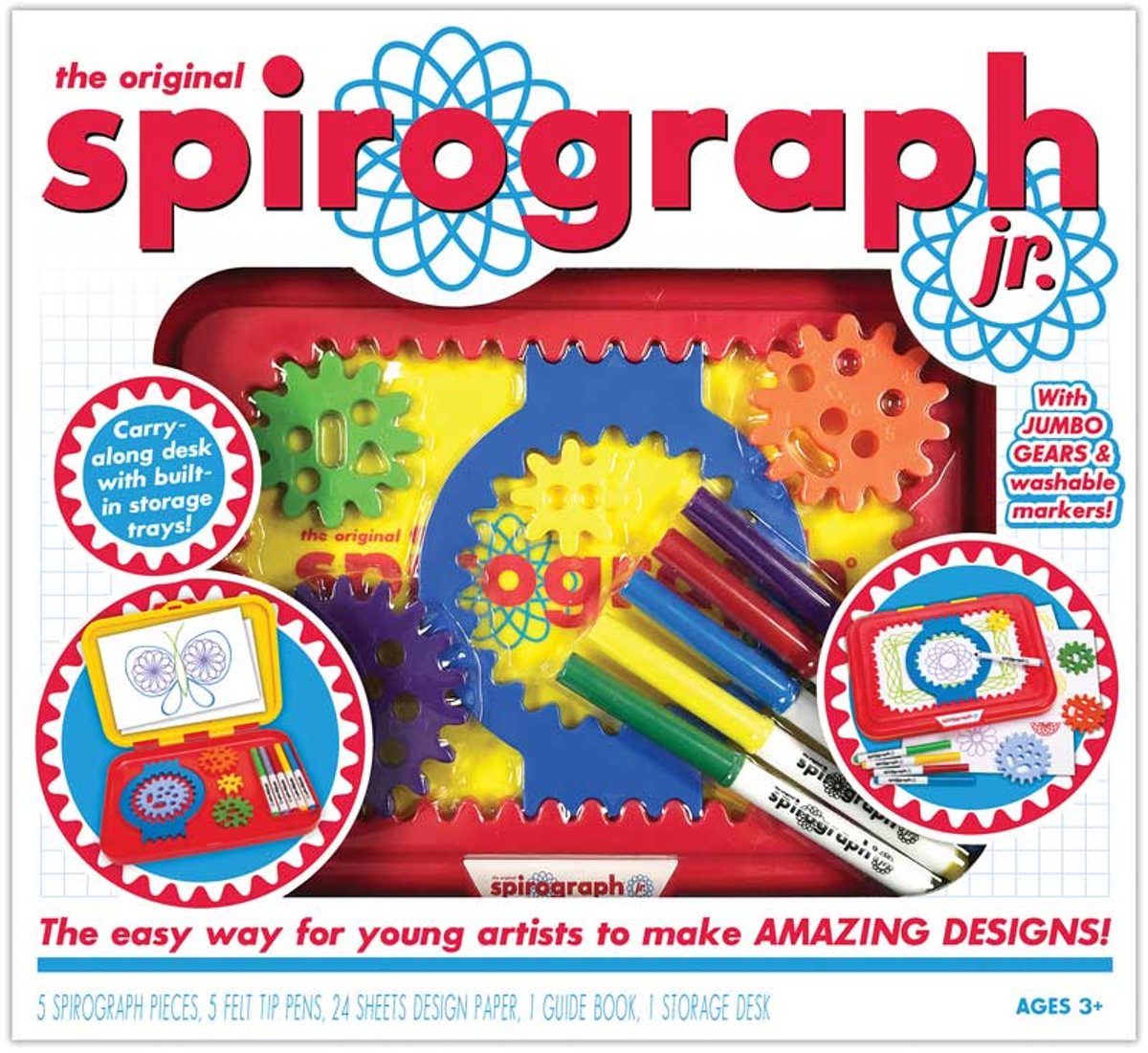 Das kreative Zeichenset Spirograph Junior – für Kinder ab 3 Jahren – regt die Kreativität an