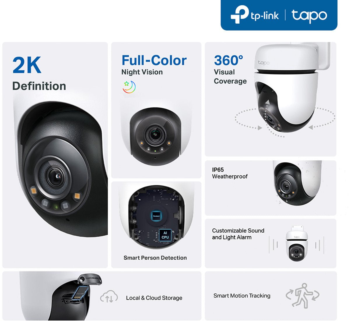 Tp-Link Tapo – Überwachungskamera – 360° drehbar – Nachtsicht – wasserbeständig