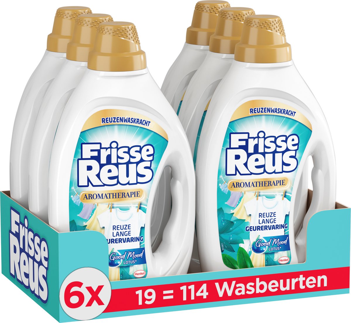 Fresh Giant Gel Lotus – Flüssigwaschmittel – Weiße Wäsche – Frisches Dufterlebnis – 6 x 19 Wäschen – Vorteilspack