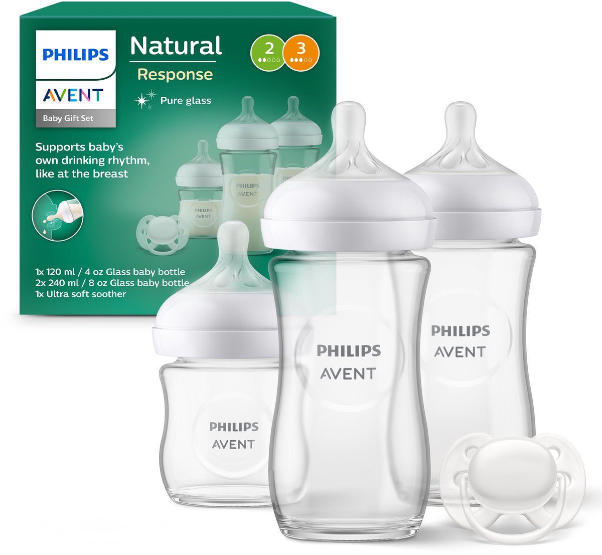Philips Avent Natural Response Glasflasche – Starterset für Neugeborene scd878 11