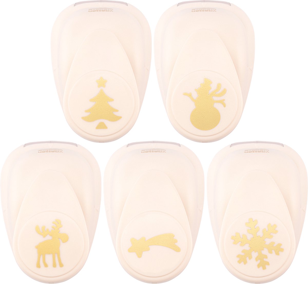 Vaessen creative pons set - figuurpons - kerst - 5 st. - 1 tot 2,5 cm