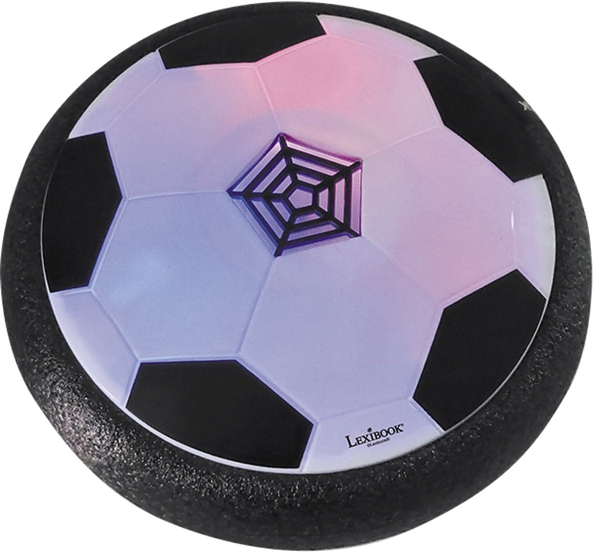 Lexibook Aerofoot – verschiebbare Fußball-Schaumstoffscheibe mit Lichteffekten, 2 Tore, 1 Ball und Pumpfass inklusive, wiederaufladbar