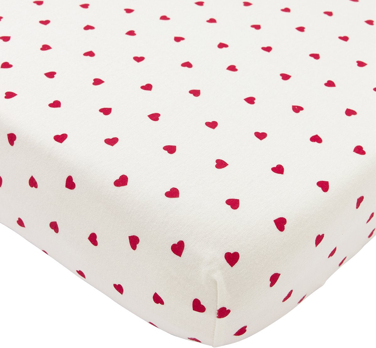 Meyco Baby Sweet Heart Spannbettlaken für Kinderbett – weiß rot – 40 x 80 x 90 cm