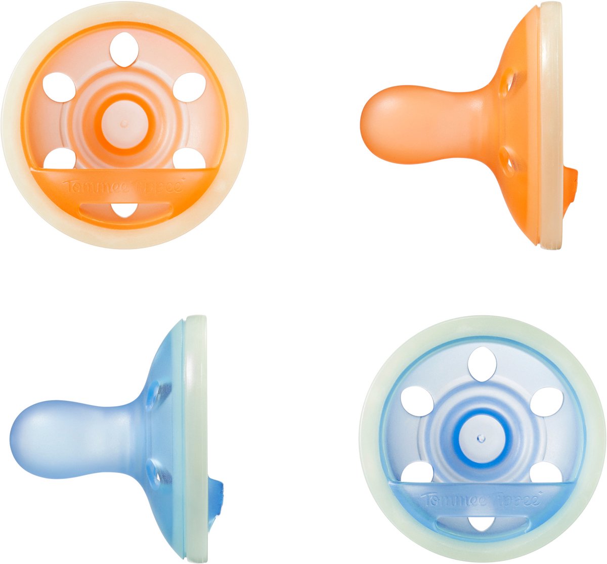 Tommee tippee nacht borstachtige fopspeen - 4 stuks - 6-18 maanden - op huid lijkende textuur - bpa-vrij