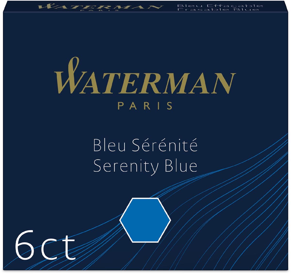 Waterman – Füllfederhalter-Tintenpatronen | kurz 'international' | Gelassenheit blau | 6 Stück