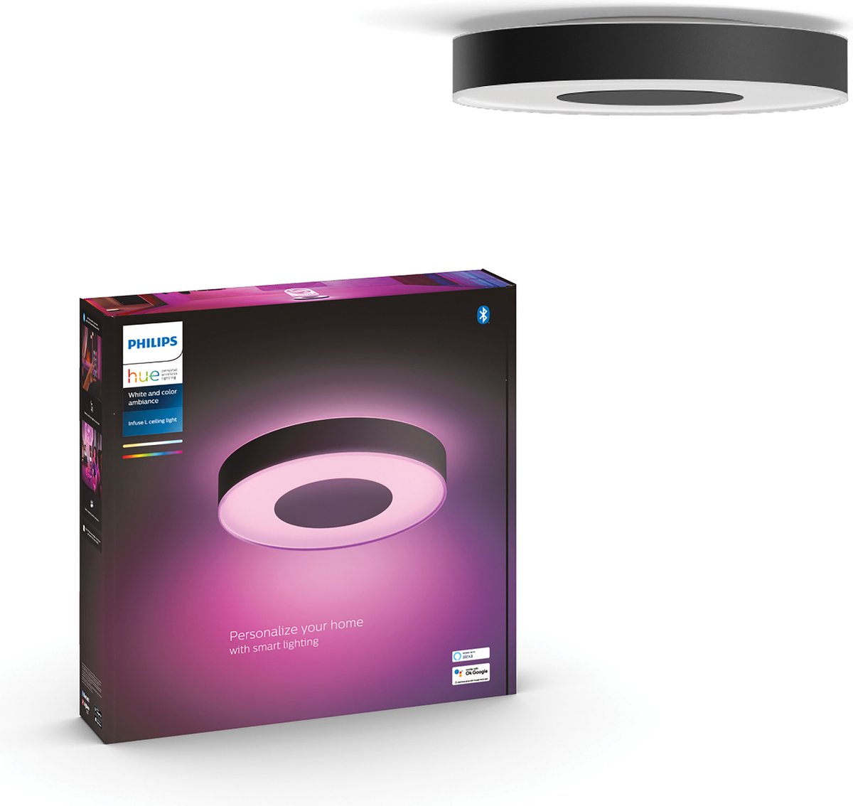 Philips hue infuse plafondlamp - wit en gekleurd licht - zwart - 42cm