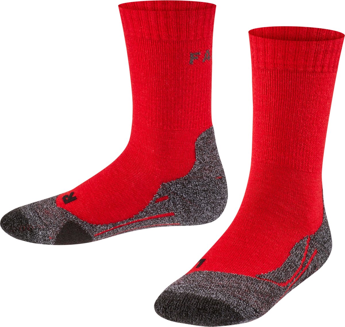 Falke TK2 Wandersocken Anti-Blasen, mittlere Polsterung Merinowolle Sportsocken Kinder rot - Größe 31-34
