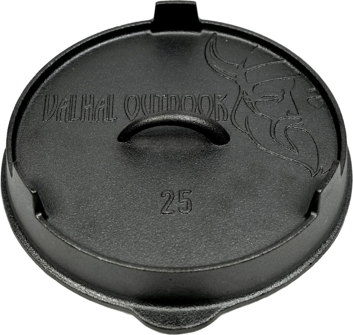 Valhal outdoor - gietijzeren deksel voor skillet koekepan 25cm - kan ook als grillpan gebruikt worden, vh.lid25