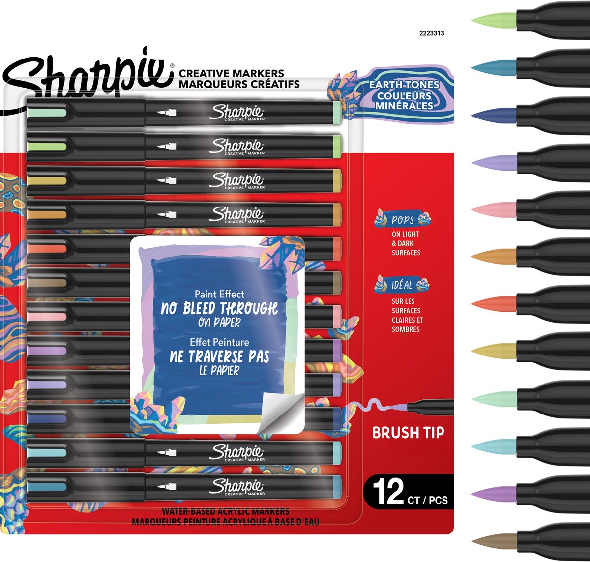 Sharpie kreative Marker-Acryl-Farbstifte | wasserbasierte Farbmarker | Nicht kontinuierliche Tinte schreibt auf den meisten Oberflächen | Pinselspitze | Bastel- und Künstlerbedarf | warme Töne | 12 Stück