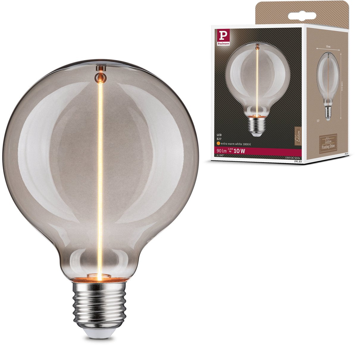 Paulmann Floating Shine Standard 230 V LED Globe E27 90LM 2,8W 1800K Rauchglas