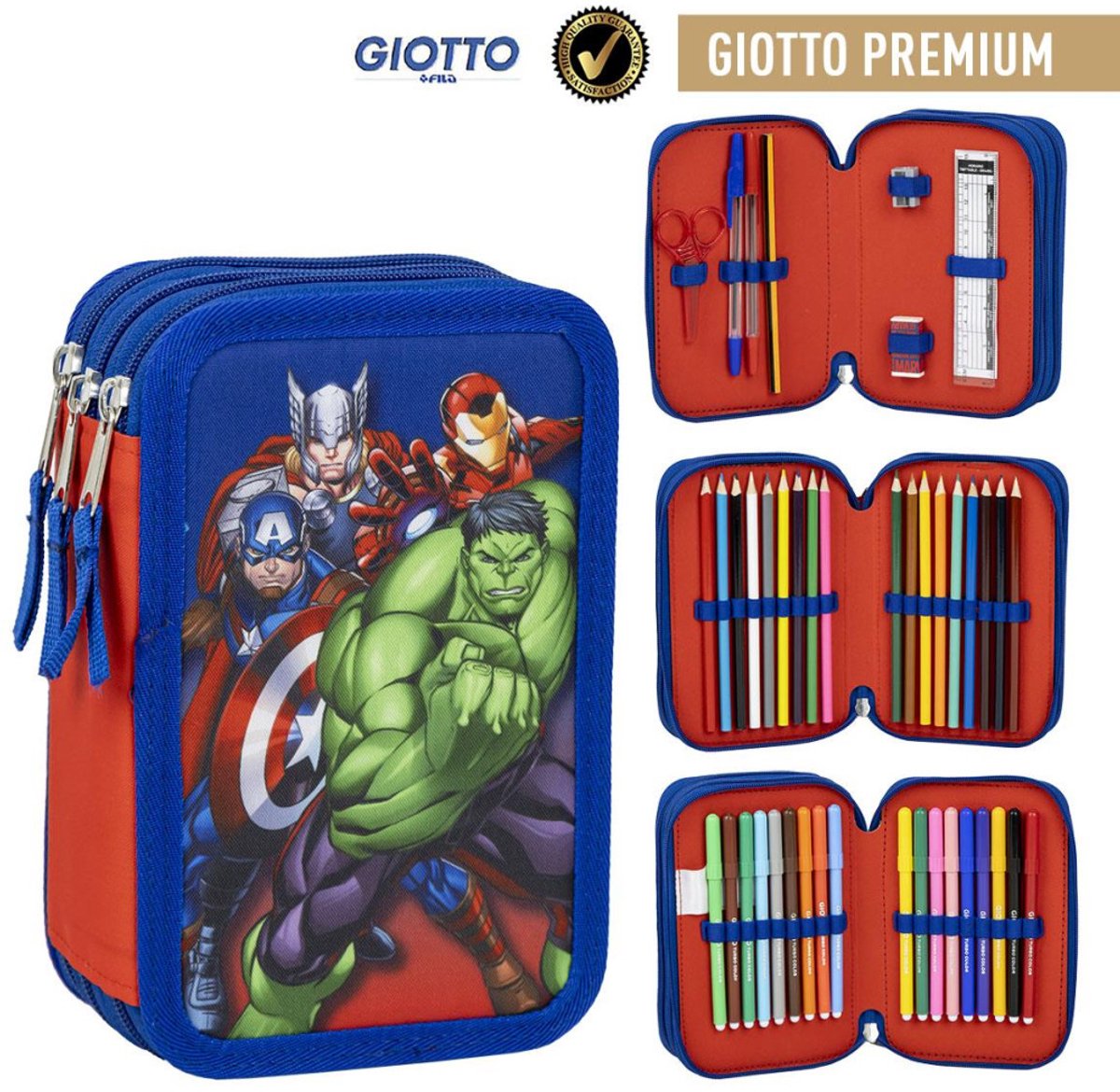 3-lagiges, getöntes Federmäppchen „Avengers Team“.