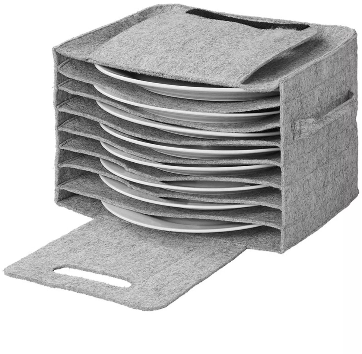 Proplus bordenhouder vilt - grijs - voor 10 borden - met klittenbandsluiting - 27x20x17 cm
