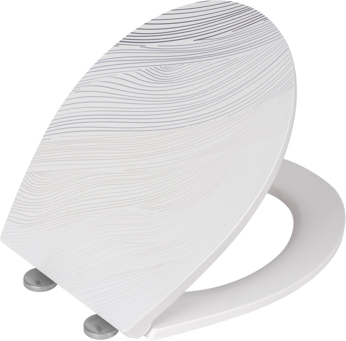 Wenko WC-Sitz Menin mit Strukturdruck – antibakterieller Duroplast – Easy-Close-Soft-Close-Verschluss – Fix-Clip-Befestigung aus Edelstahl – WC-Sitz-Dekor mit Struktur – WC-Sitz mit Druck
