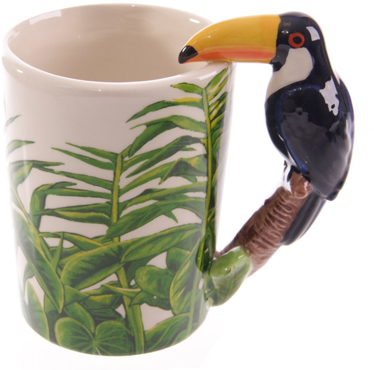 Tukanförmiger Keramikbecher mit Henkel
