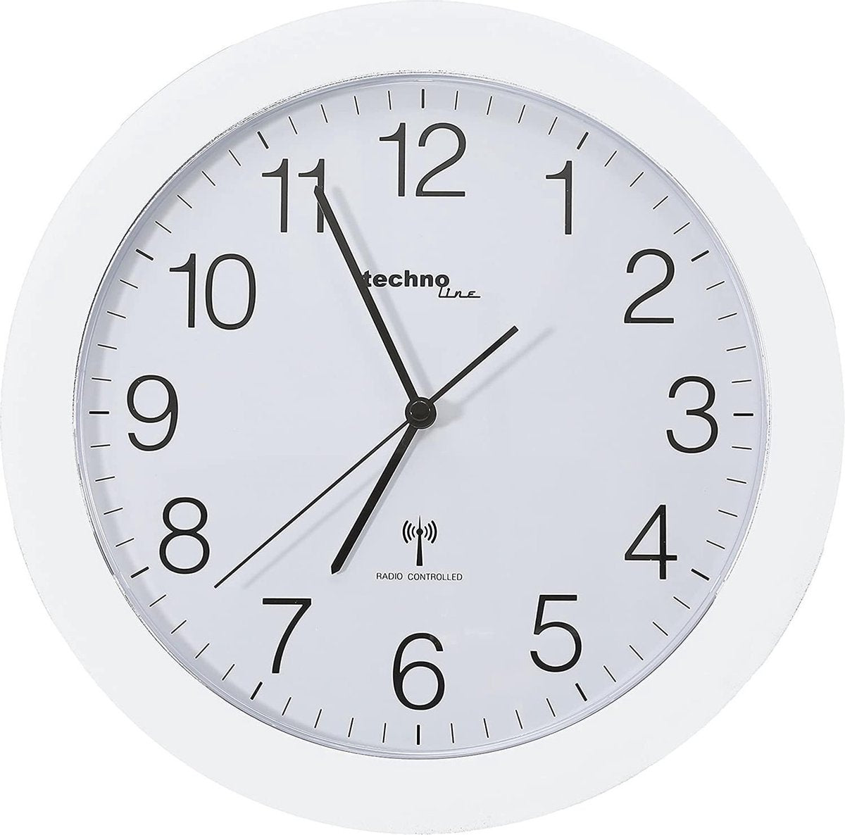 Technoline wt 8000 weiß - Wanduhr - analog - rund - Kunststofffenster - funkgesteuerte Zeitanzeige - weiß