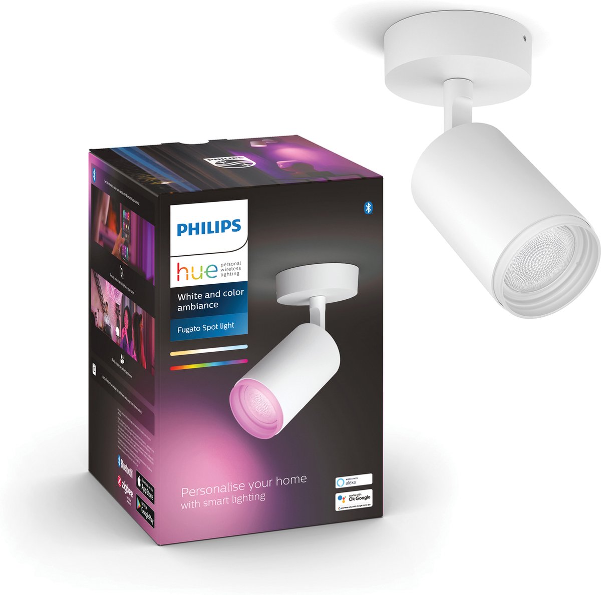 Philips hue fugato opbouwspot - wit en gekleurd licht - 1-spot - wit