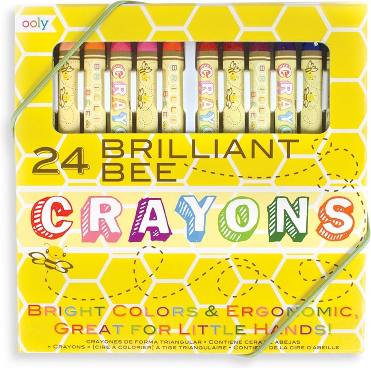 Ooly – Brillante Bienenwachsmalstifte – extrem weiche und lebendige Farben – Set mit 24 Farben – dreieckig und rollt nicht weg – geeignet ab 3 Jahren
