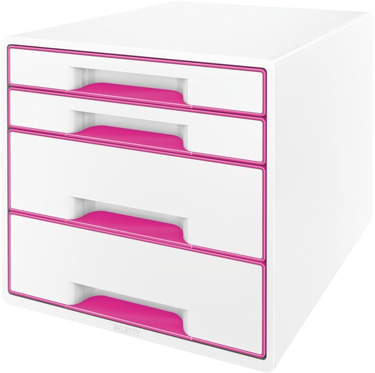 Leitz Wow Cube Schubladenelement mit 4 Schubladen – Aufbewahrung mit Fächern – für das Büro und das Arbeiten von zu Hause aus – ideal für das Home Office – Weiß Rosa