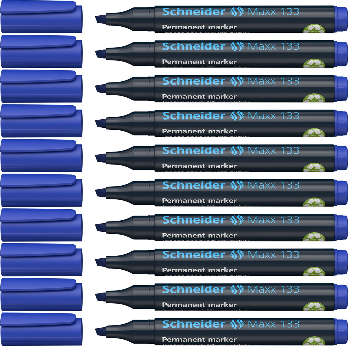 Schneider Schreibgeräte Schneider Permanent Marker – Maxx 133 – Keilspitze – Blau – 10 Stück – S-113303-10