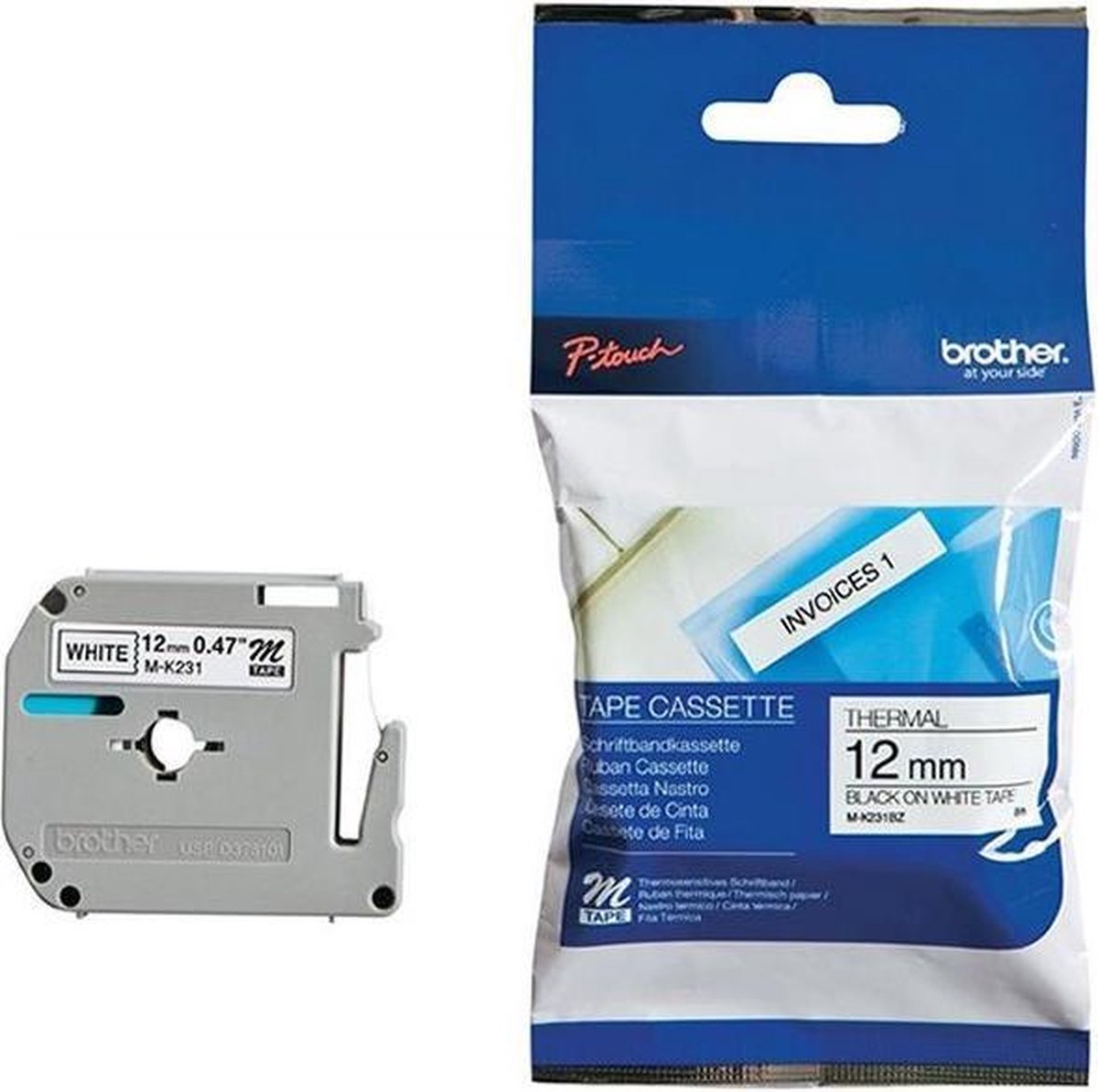 Brother mk-233bz labelling tape (12mm) m labelprinter-tape