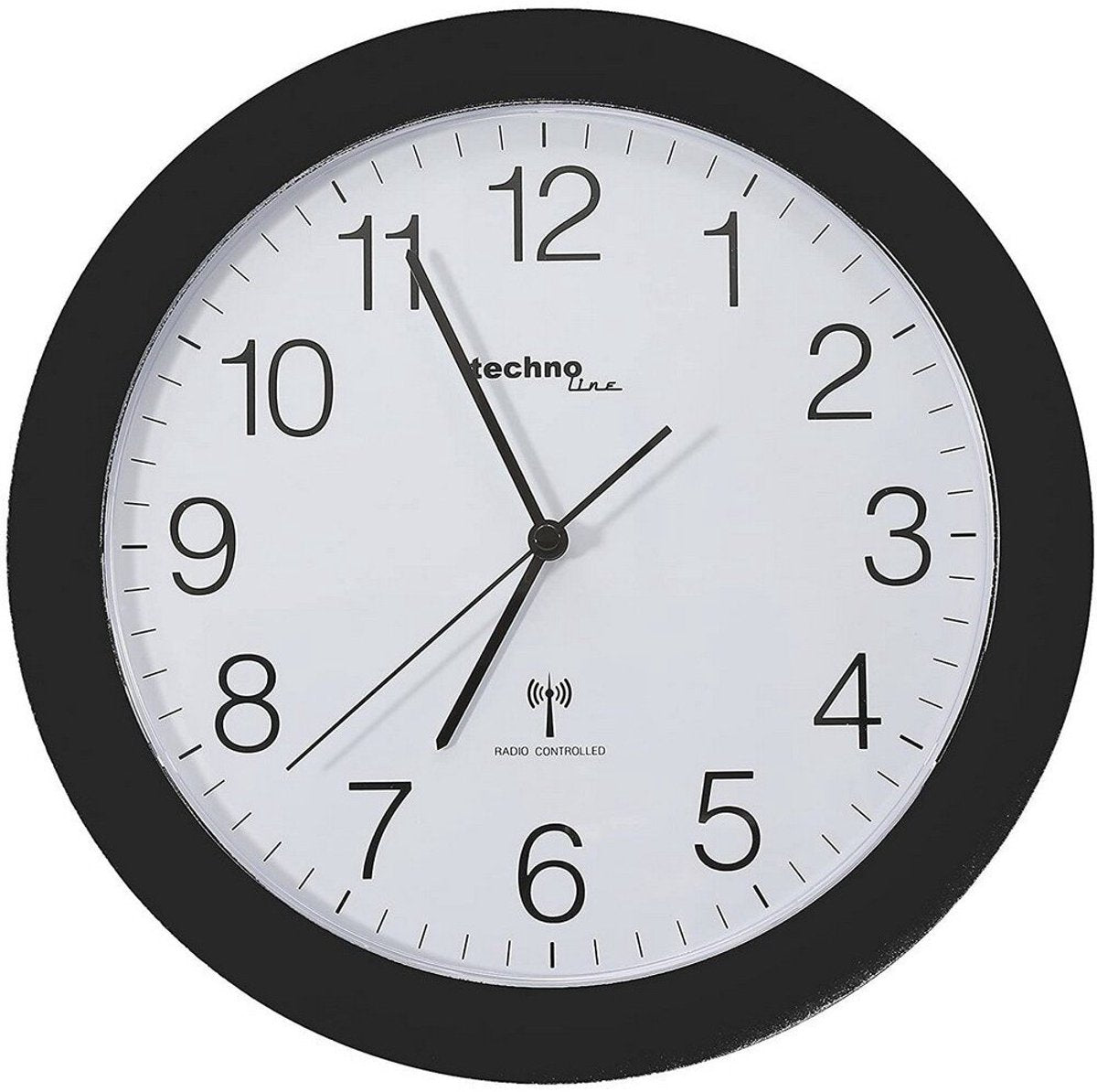 Technoline wt 8000 schwarz - Wanduhr - analog - rund - Kunststofffenster - funkgesteuerte Zeitanzeige - schwarz