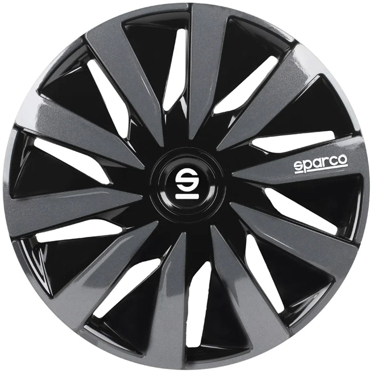 Sparco Hubcaps Lazio 13 Zoll schwarzer grauer Set von 4