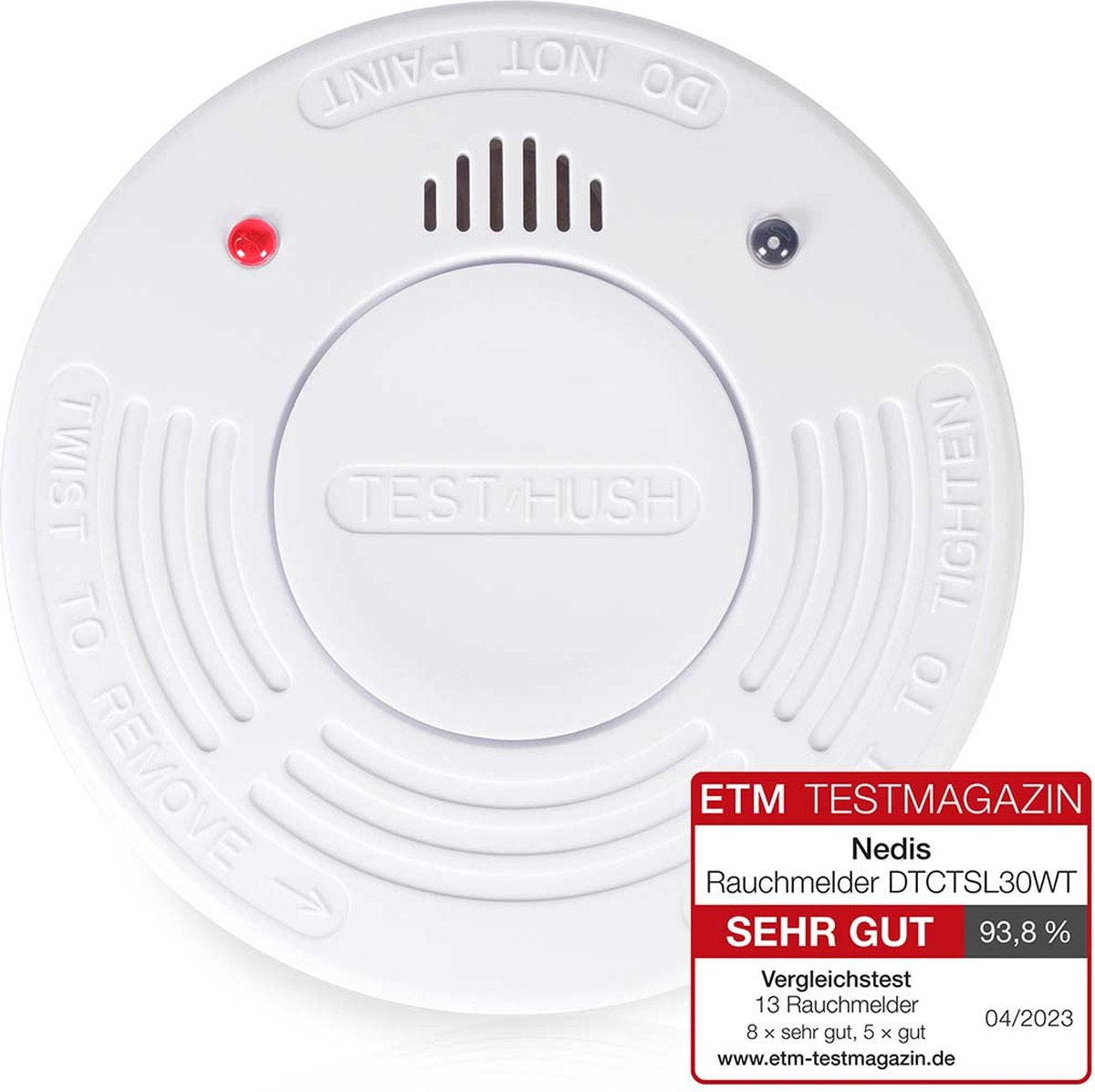 Nedis Rauchmelder – batteriebetrieben – Batterielebensdauer bis zu: 10 Jahre – EN 14604 – Stummschaltungsfunktion – mit Testtaste – 85 dB – ABS – Weiß