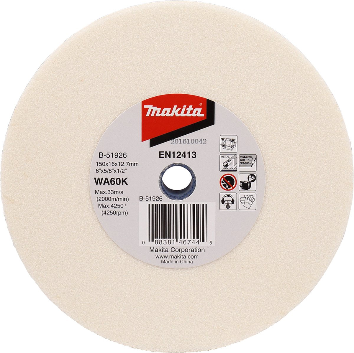 Makita-Schleifstein 150 x 16 x 12,7 mm WA60K – B-51926