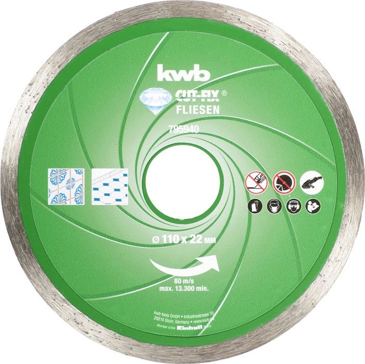 Kwb - doorslijpschijf diamant - voor keramische tegels - 110mm