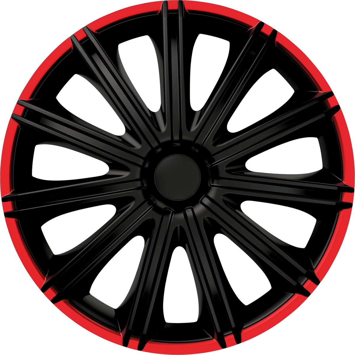 Carpoint wieldoppen nero 14 inch abs zwart rood set van 4