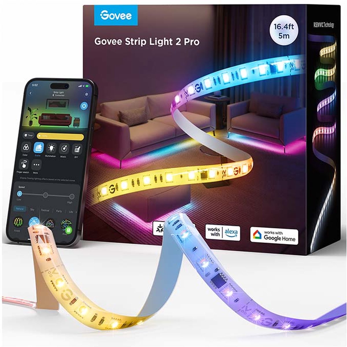 Govee Smart LED-Streifen 5 m Matt RGBICWW – kürzbar