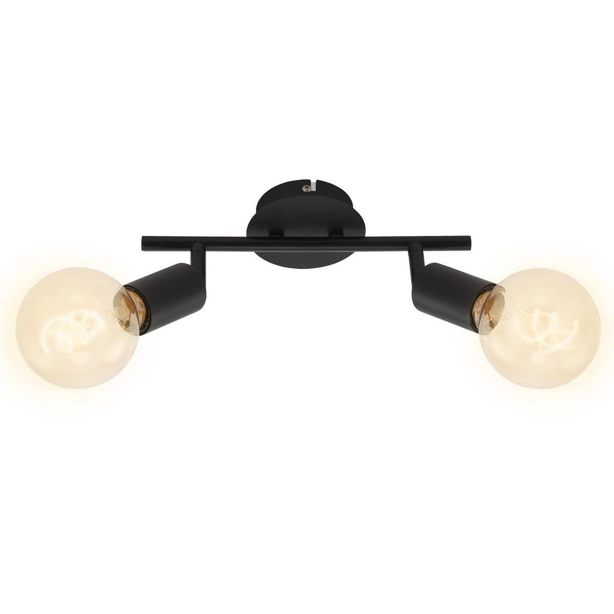 Briloner Perle - Deckenstrahler 2-flammig - Deckenlampe Retro Vintage - Strahlerköpfe dreh- und neigbar - 2x E27 - max. 60 W – Metall – Schwarz – mit Metallkante