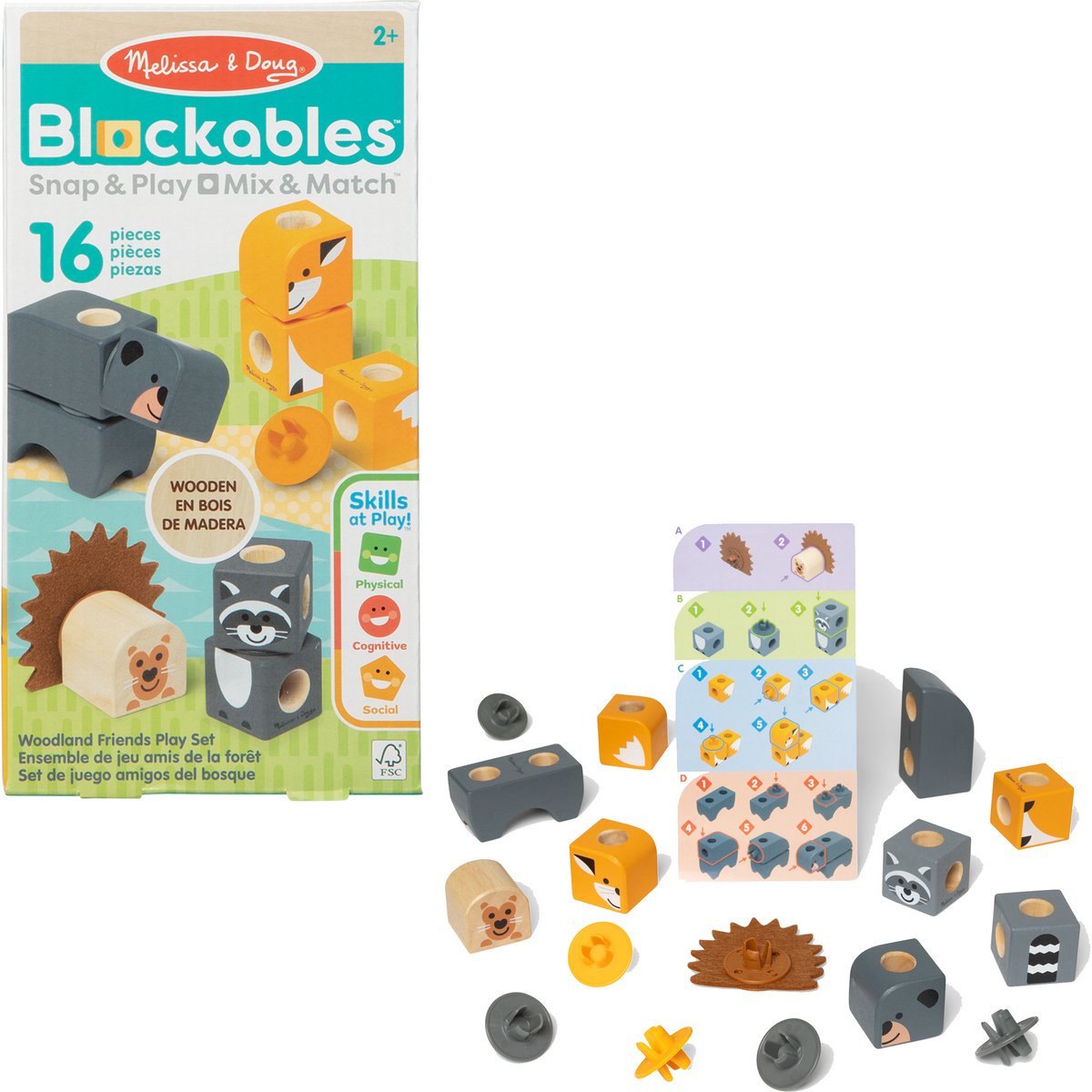 Melissa Doug Blockables Woodland Friends Spielset (16-teilig) | 2 Stk