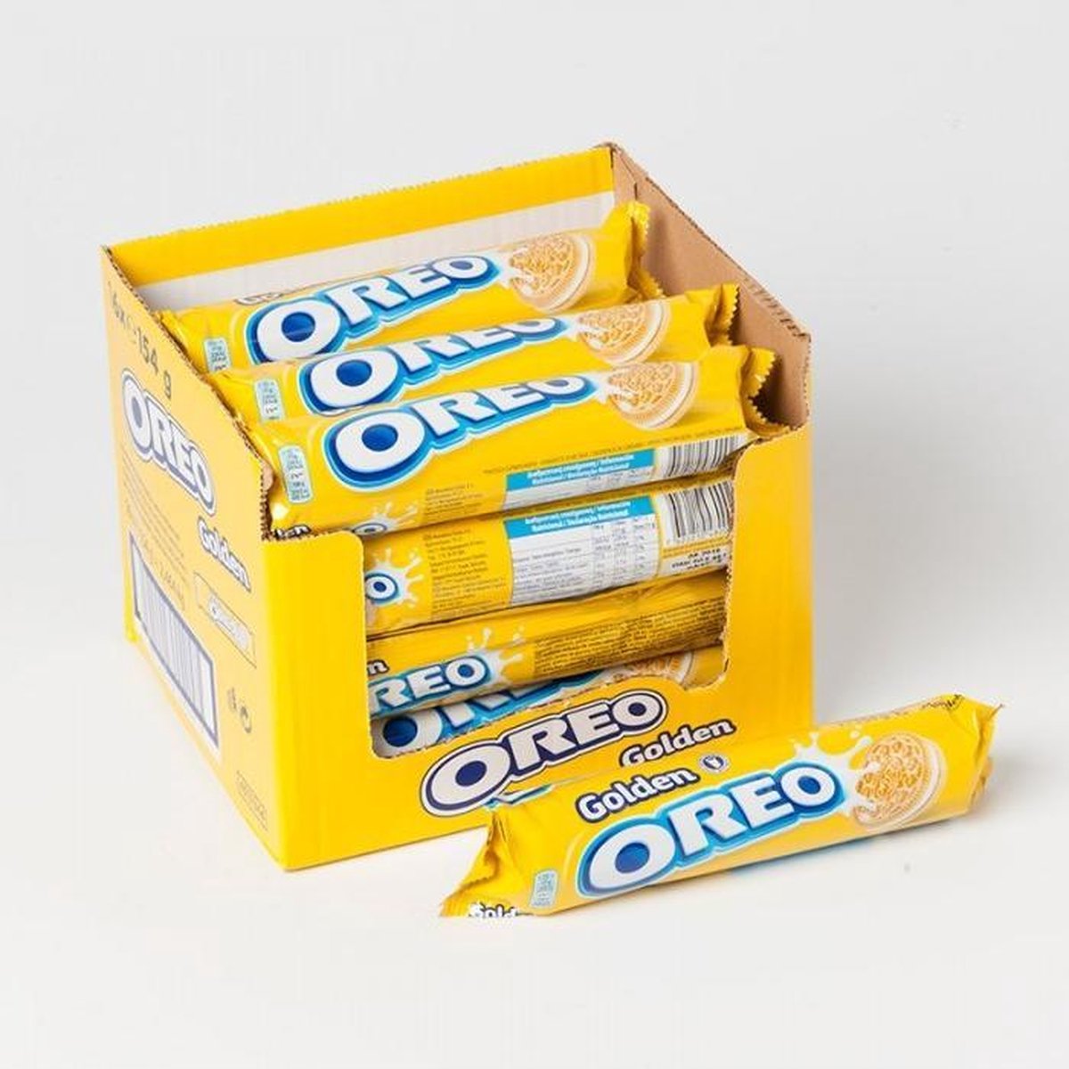 Goldene Oreo-Kekse mit Vanille-Creme-Füllung – Box 16 x 154 g – Kekse für unterwegs – Rollenpackungen