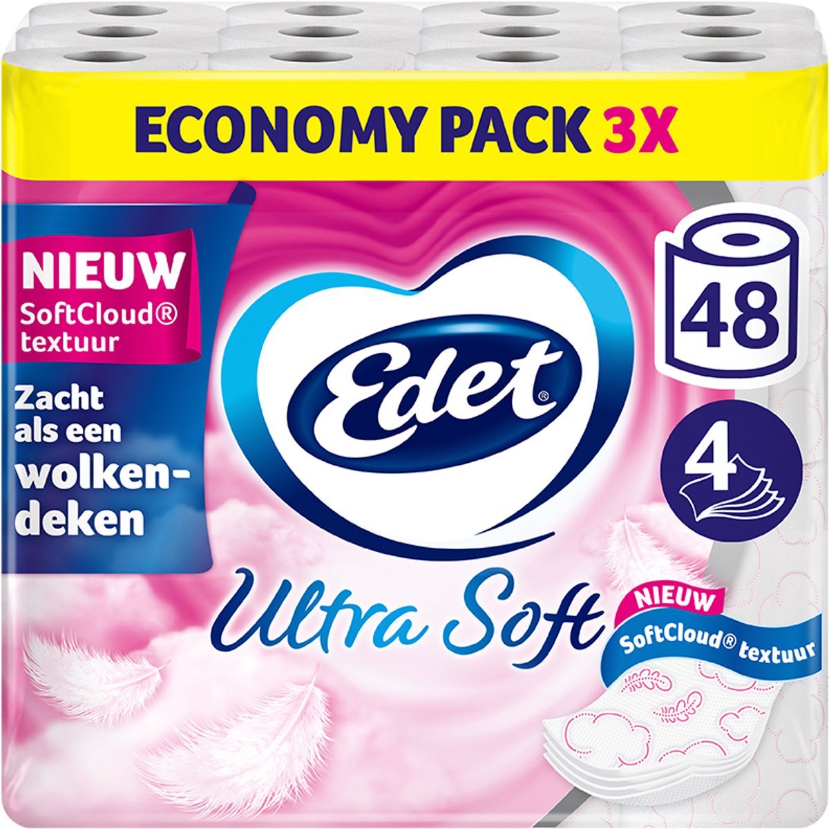 Edet ultraweiches Toilettenpapier – 4-lagig – 48 Rollen – Vorteilspack
