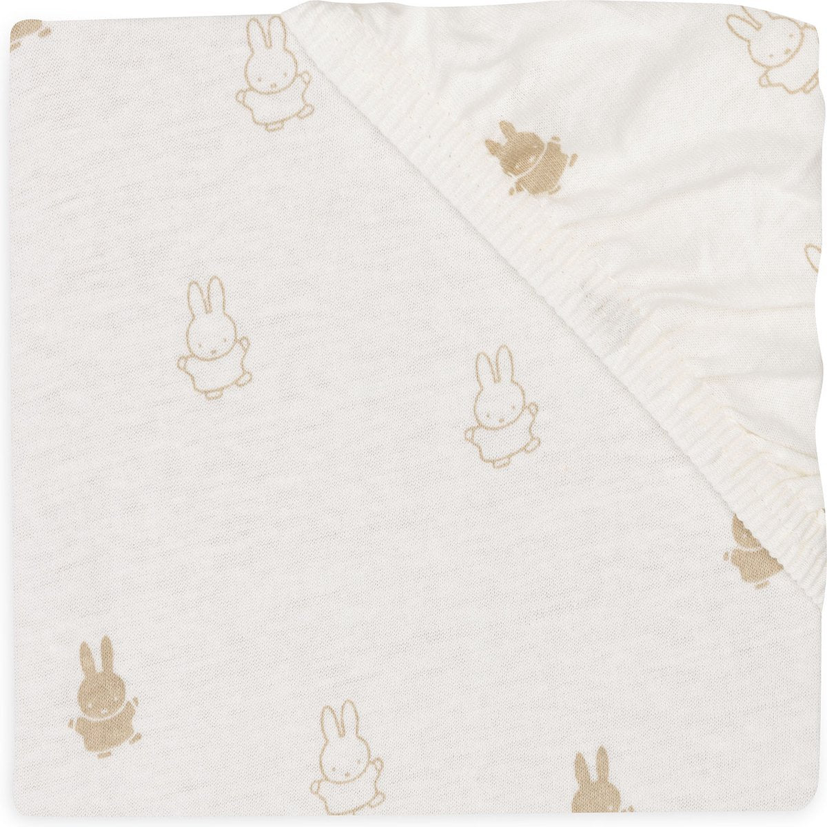 Jollein x nijntje - hoeslaken jersey 60x120cm - wieg, ledikant, babybed - happy miffy - nougat