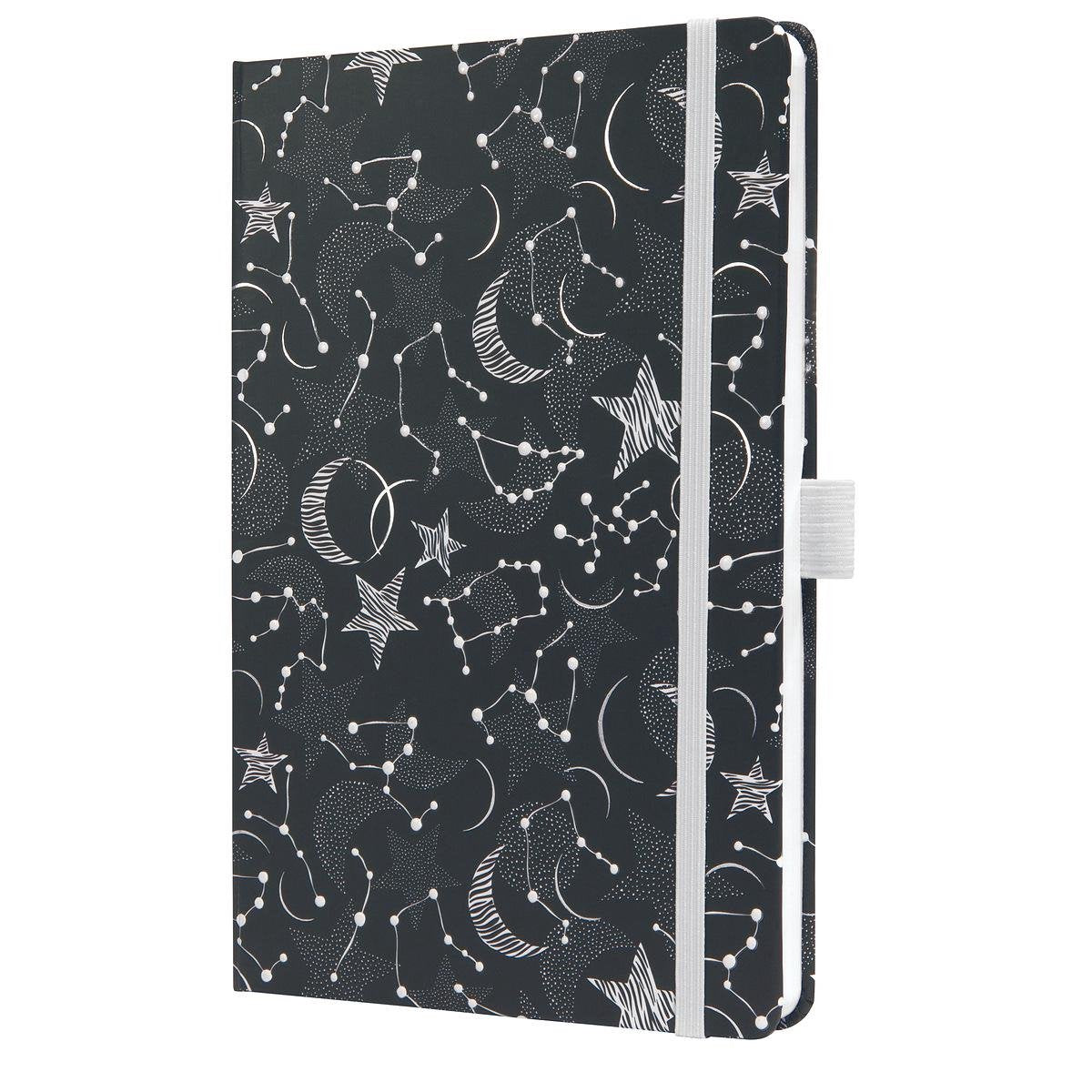 Sigel-Notizbuch – Jolie – A5 – Hardcover – 174 Seiten – Linie – 80-Gramm-Papier – Cosmic Fantasy Black – Si-JN349