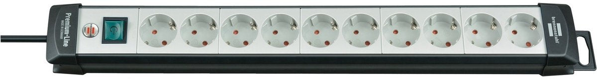 Brennerstuhl premium-line Steckdosenleiste 10-fach schwarz hellgrau 3m h05vv-f 3g1,5